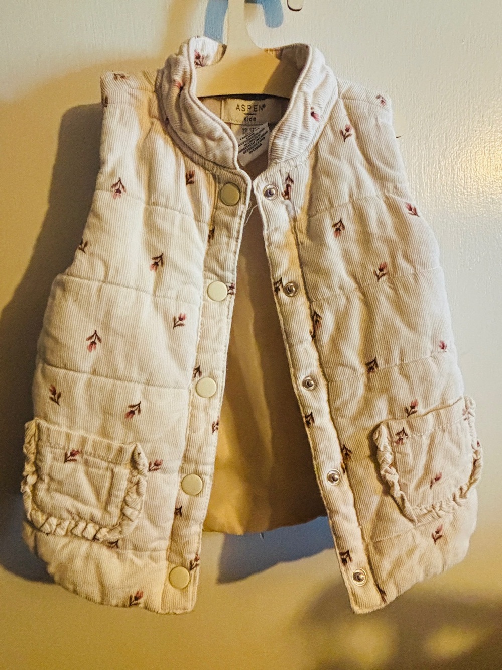 Aspen corduroy Cream Quilted Vest 24 months Girls